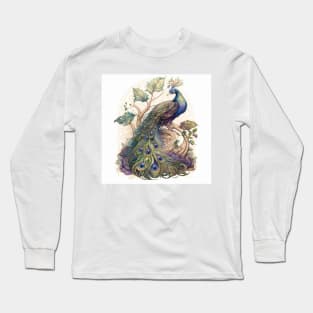 Nouveau Watercolor Peacock Long Sleeve T-Shirt